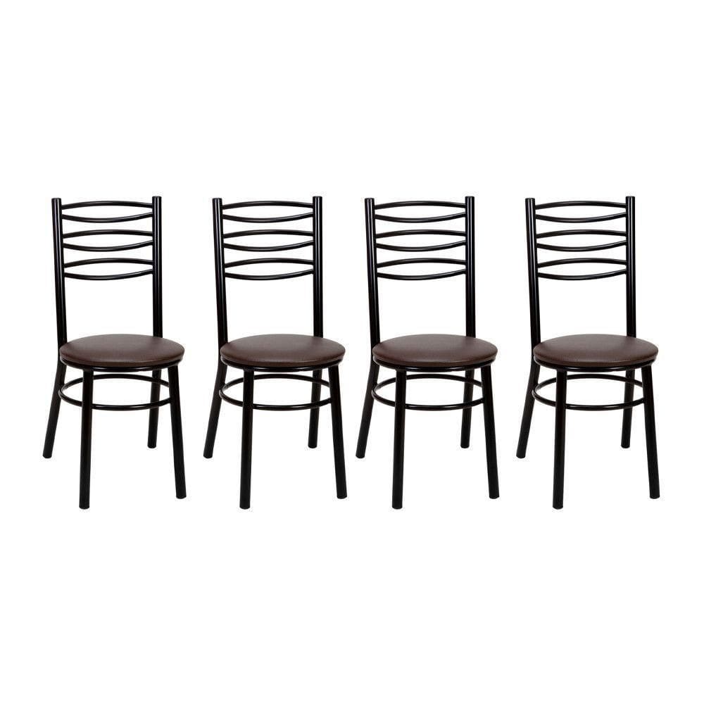 Kit 4 Cadeiras Cp33 Pintadas Pretas Treparoni Preto Com Marrom