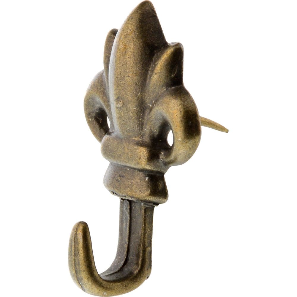 Gancho de armazenamento Hillman 122261 Fleur De Lis Antique Brass 3 unidades