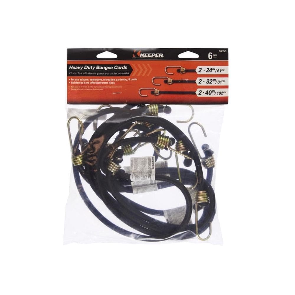 Bungee Cord Jensen Keeper, pacote com 6 unidades, Heavy Duty, 24-40”