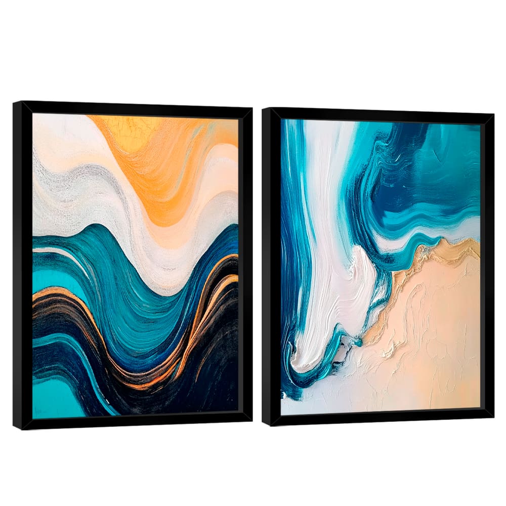 Quadro Decorativo Duo Abstrato Ondas Suave