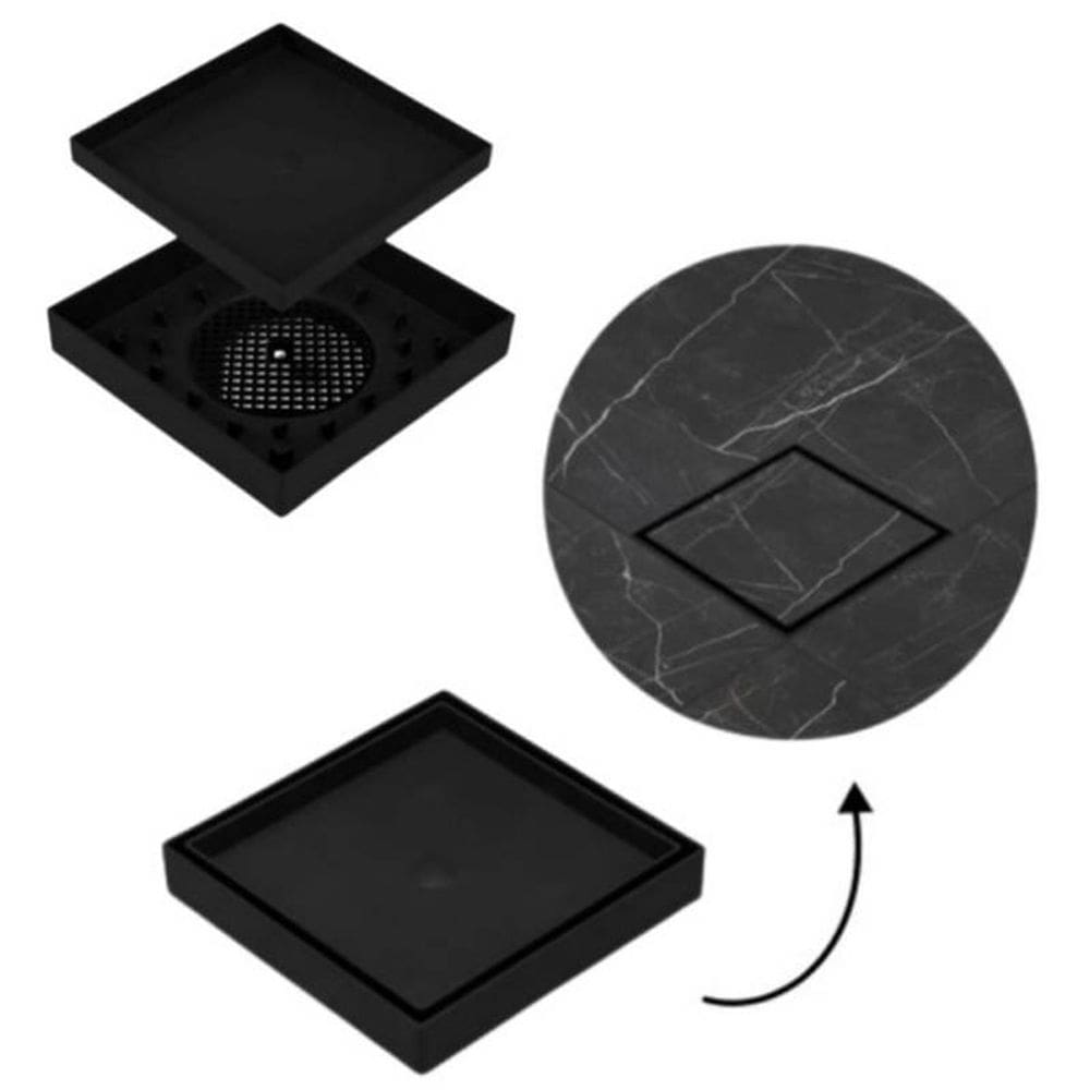 Kit 03 Ralo 10X10 Preto Oculto Piso Porcelanato Inteligente
