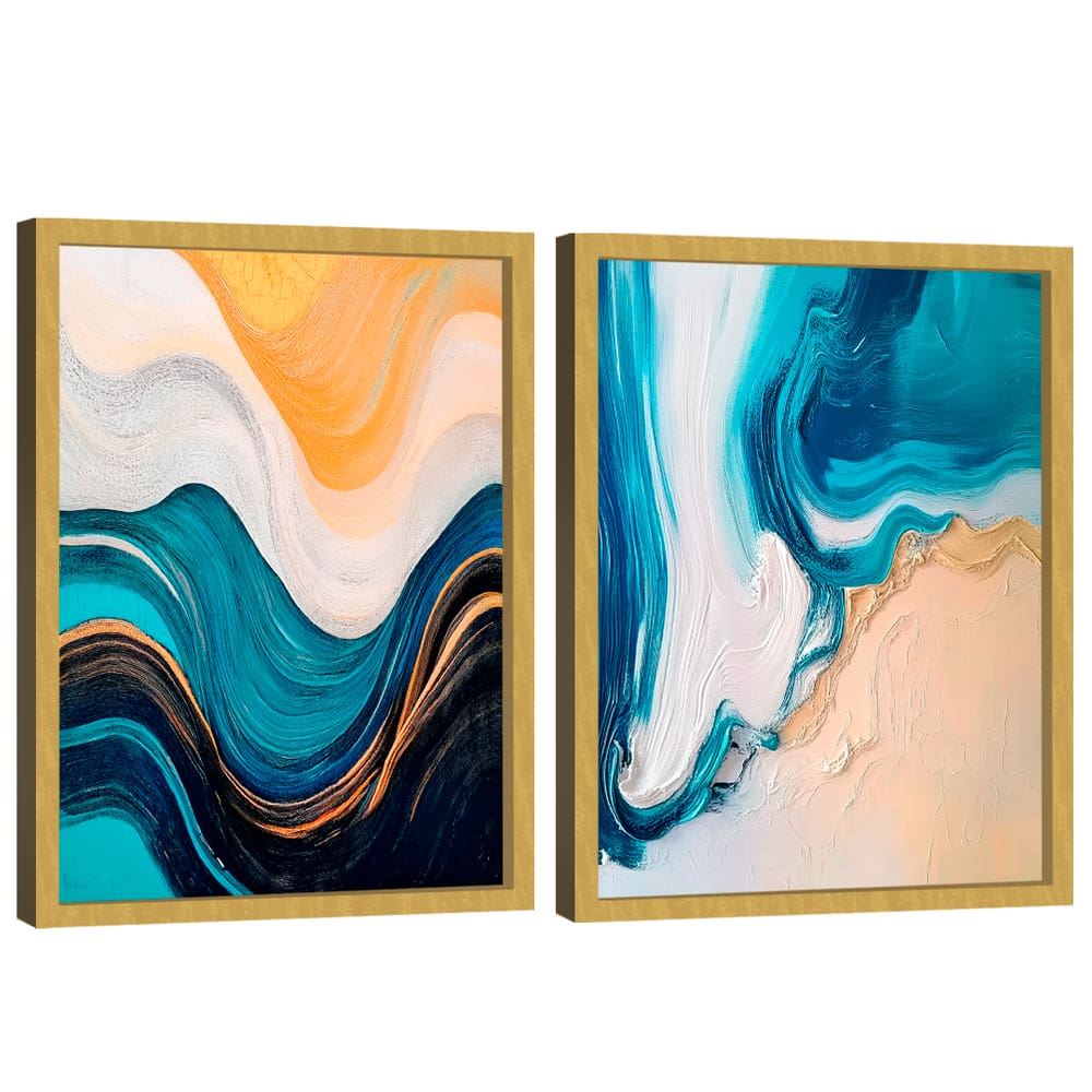Quadro Decorativo Duo Abstrato Ondas Suave
