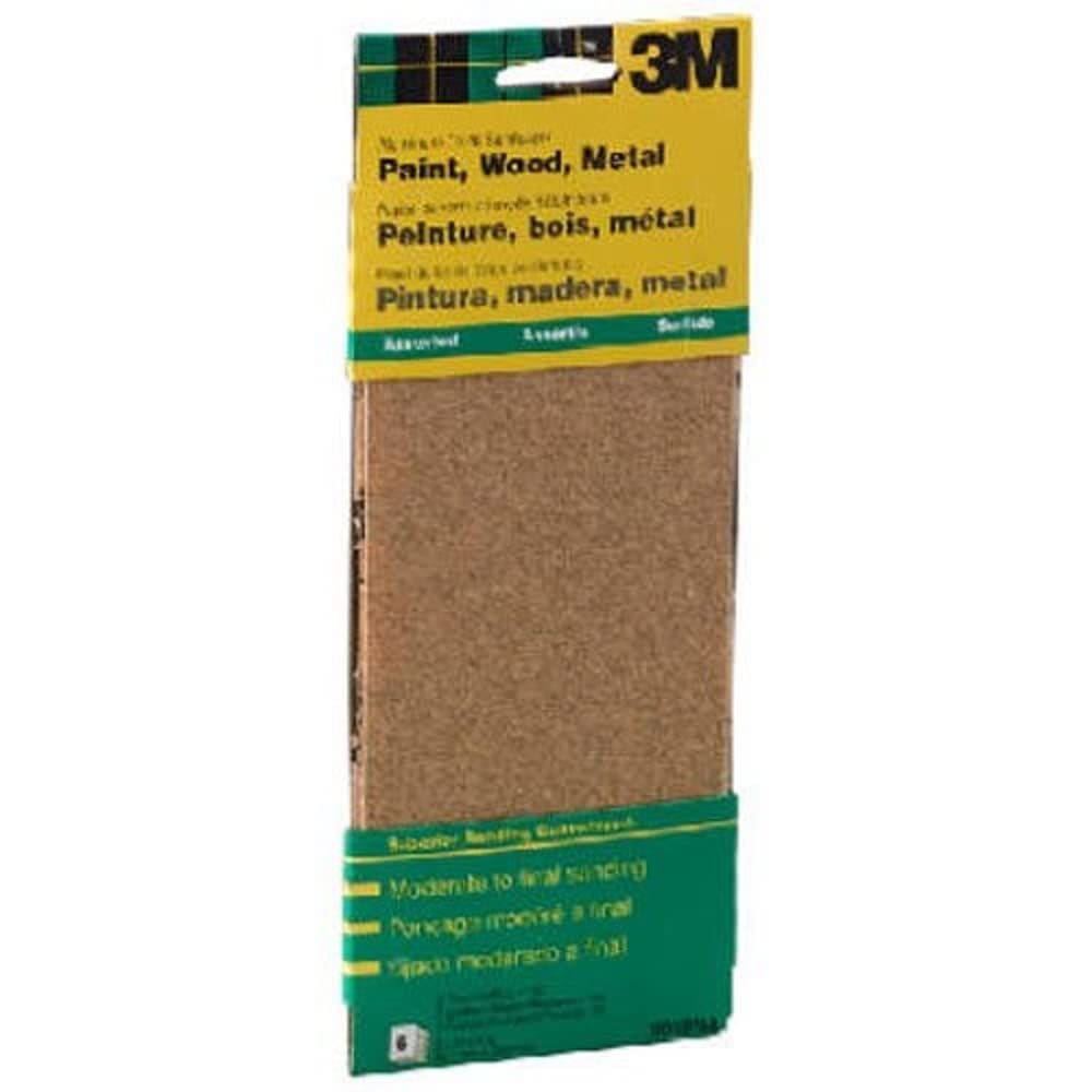 Folhas de lixa 3M de 3,7 x 22,9 cm, grão médio, pacote com 6 unidades