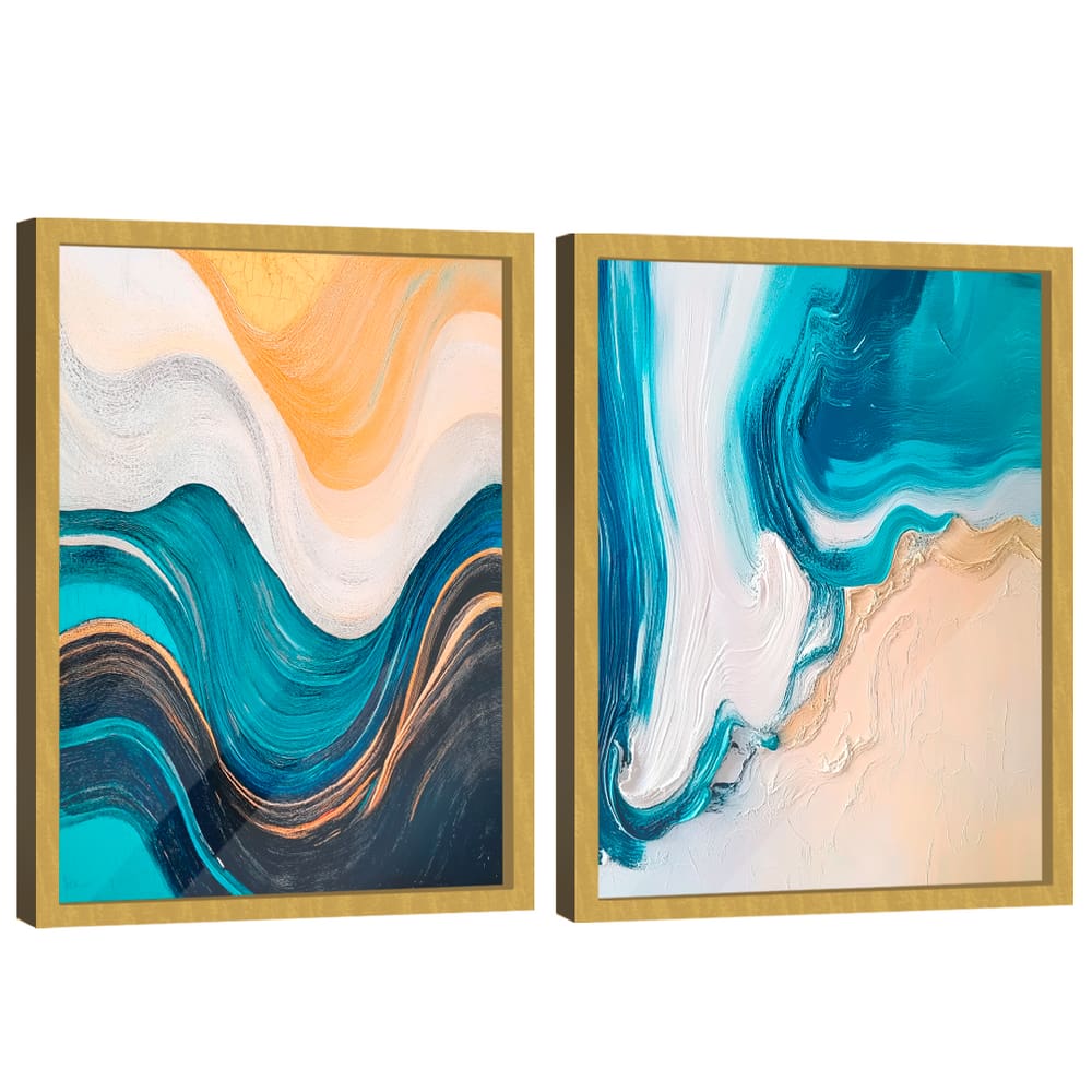 Quadro Decorativo Duo Abstrato Ondas Suave