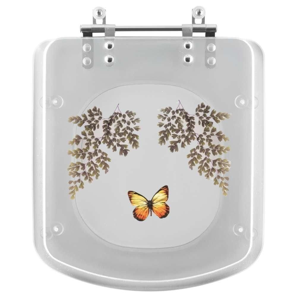 Assento Sanitário Bali Transparente Decorado Borboleta Para Incepa