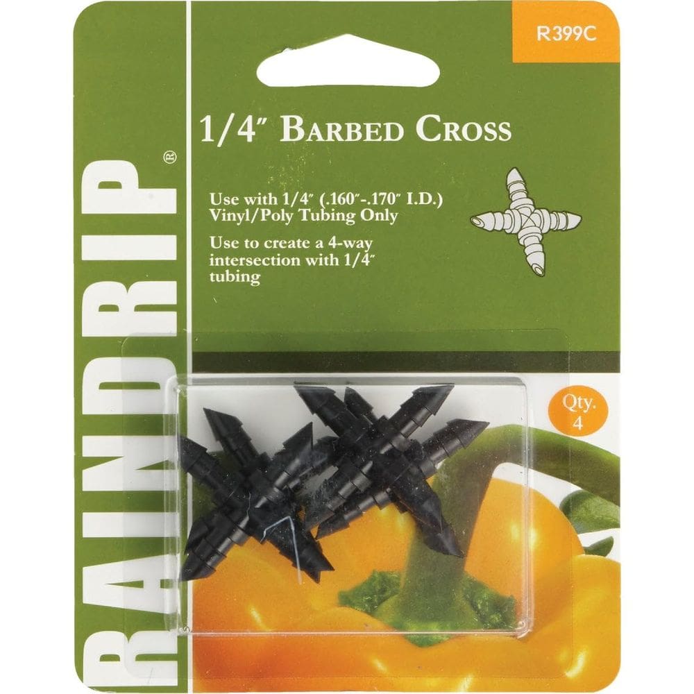 Encaixe de tubo de mangueira Raindrip Barbed Cross 0,25”