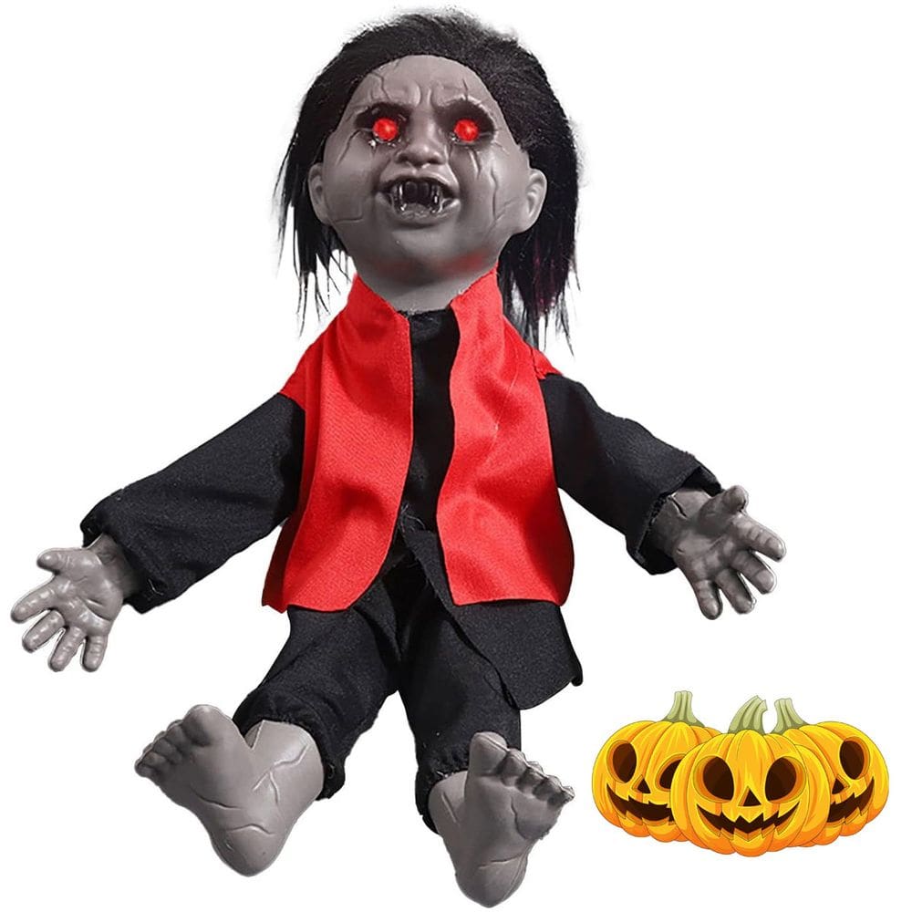 Boneco Zumbi Halloween Dias das Bruxas Festa Assustador Movimento Grito Acende Olhos Susto Som Mal Assombrado Decoraçao