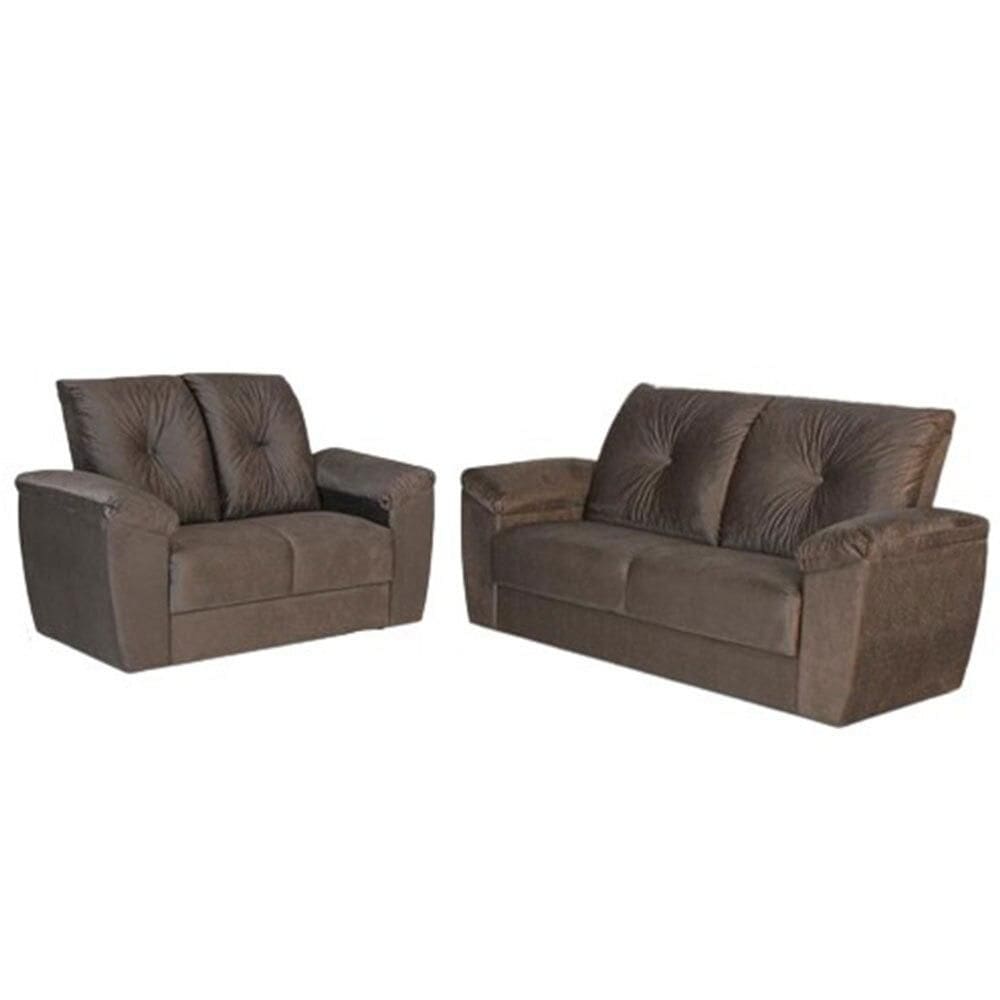 Conjunto de Sofá 2 e 3 Lugares Rincão Fiesta Suede Marrom, 174 cm