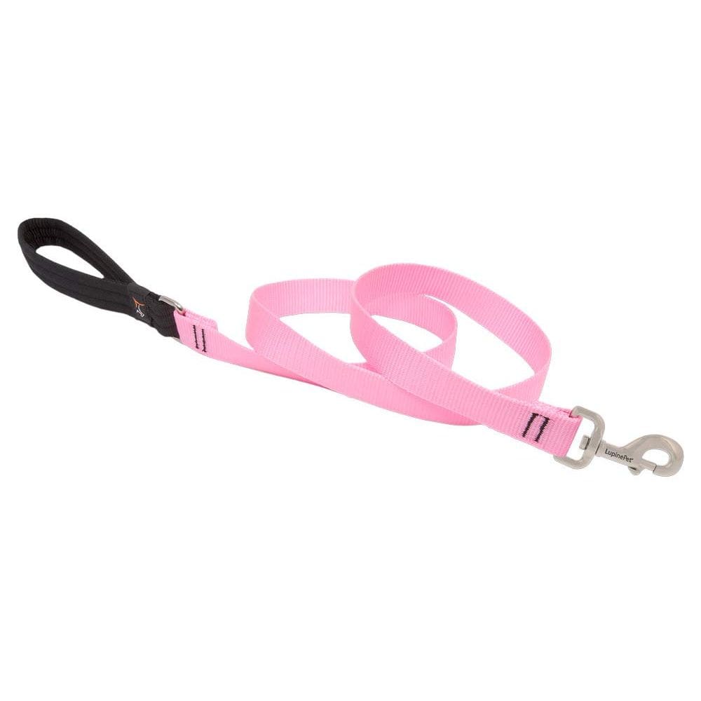 Coleira para cães LupinePet com 2,5 cm de largura, rosa, 1,8 m, alça acolchoada