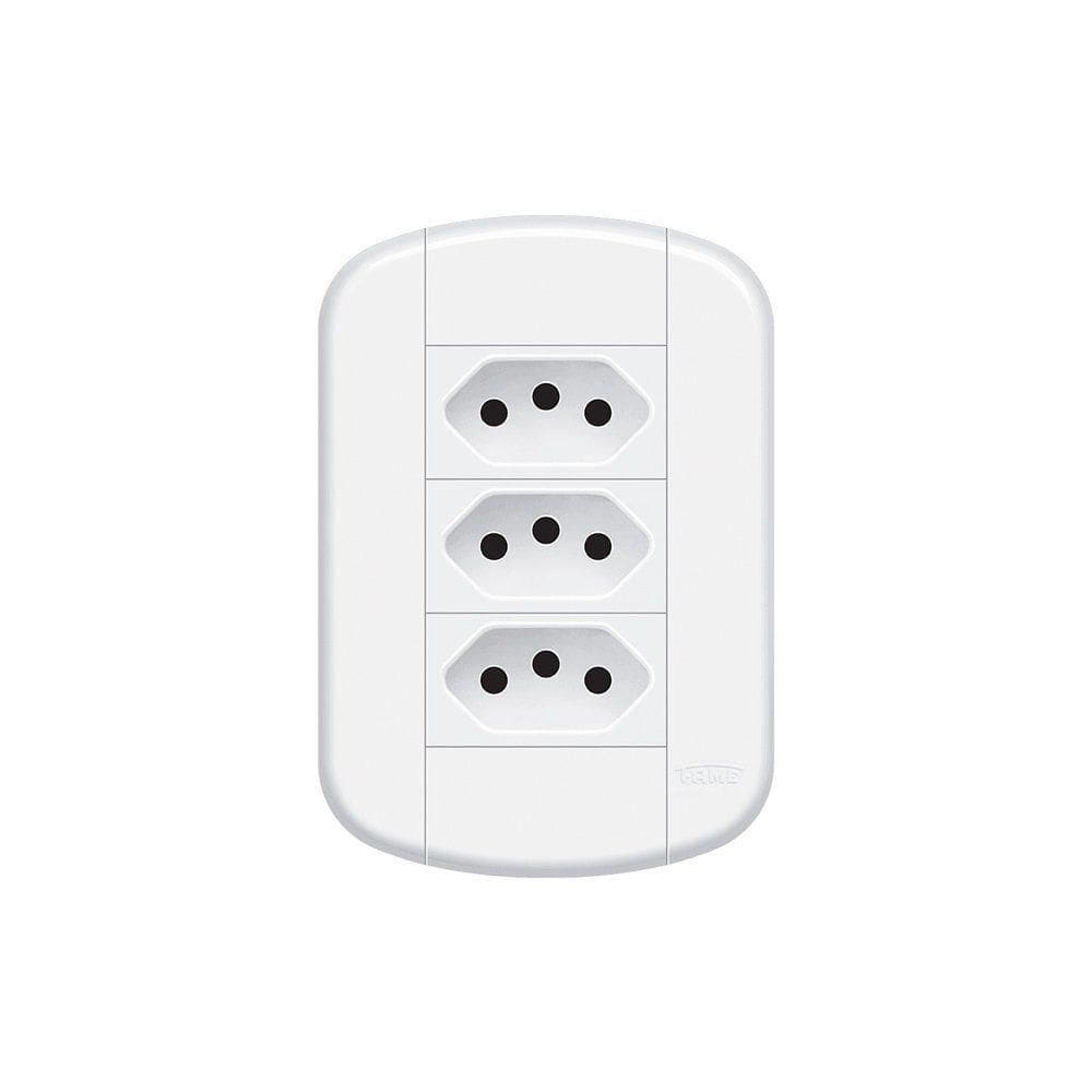 Tomada Tripla Fame Blanc+ 2p+t 20a Com Placa 4x2 Branca