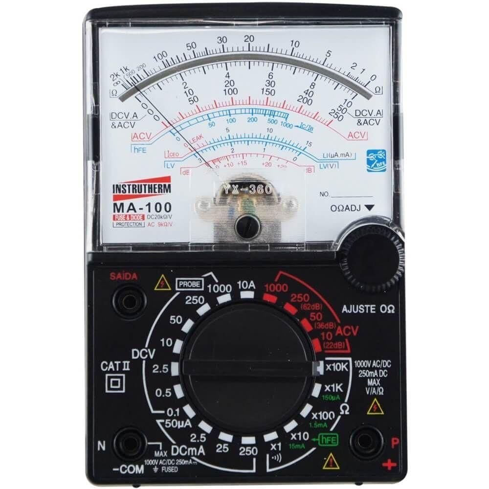 Multímetro Analógico Portátil Ma-100 - 04403 - Instrutherm Multimetro Analogico Portatil Ma-100 Ins 04403
