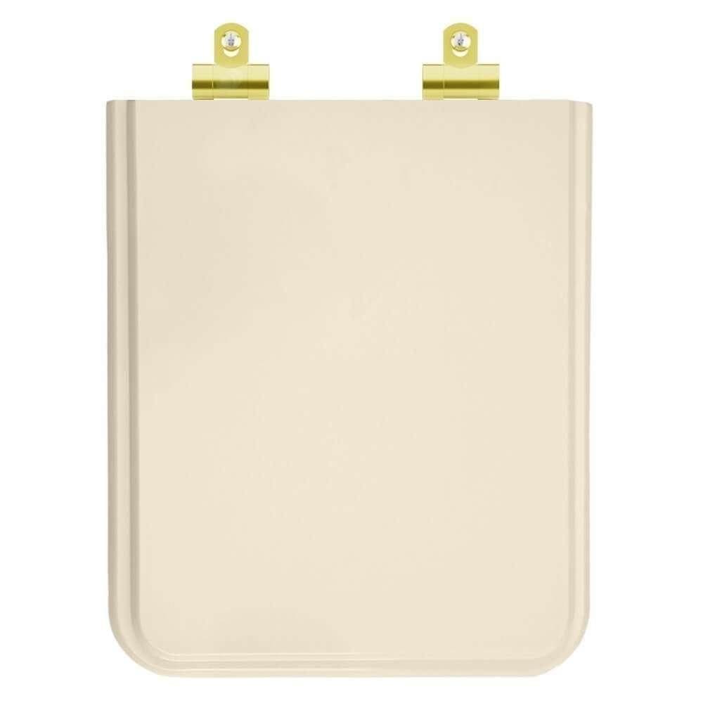Assento Sanitário Poliester Soft Close Square Pêssego Rosa Shell Para Vaso Incepa Com Ferragem Dourada