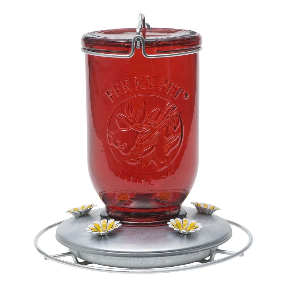 Alimentador de beija-flores Perky-Pet Mason Frasco 946 ml vermelho vintage