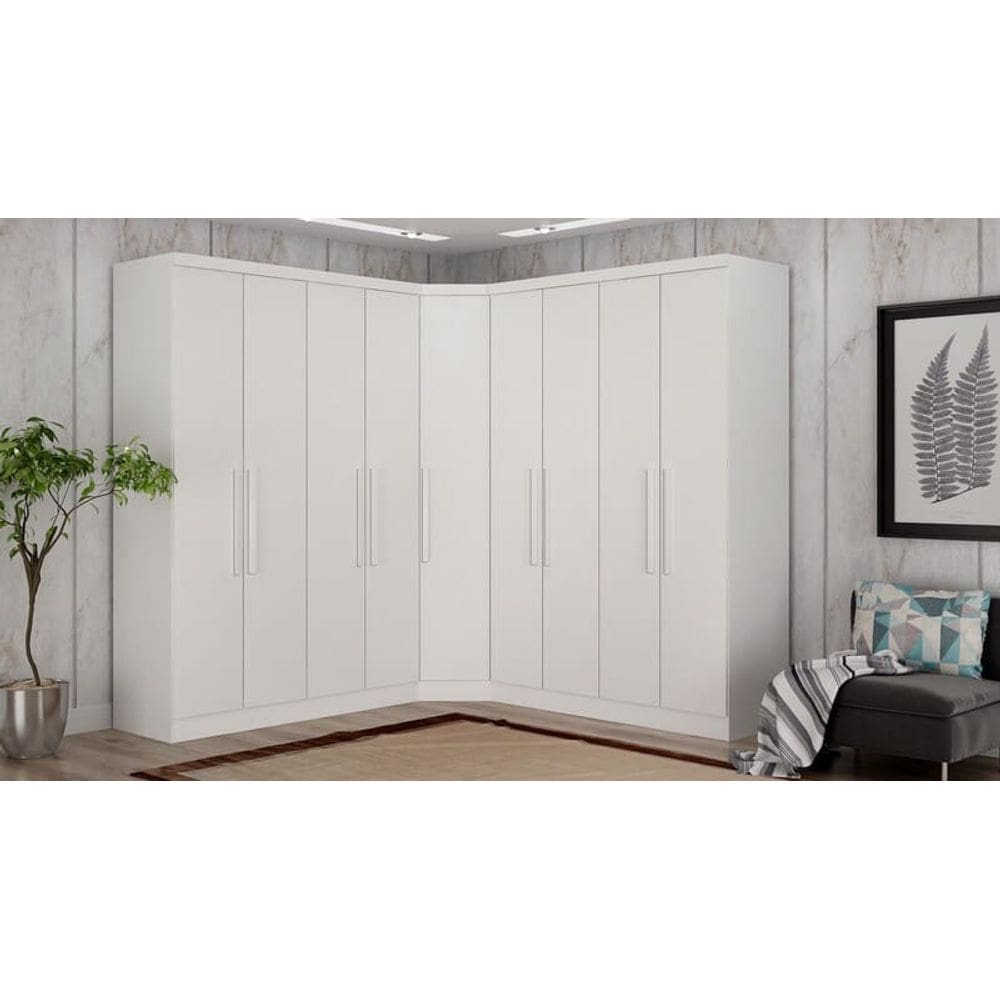 Modulado Closet Completo 9 Portas 6 Gavetas - Linea-Branco - Móveis Novo Horizonte