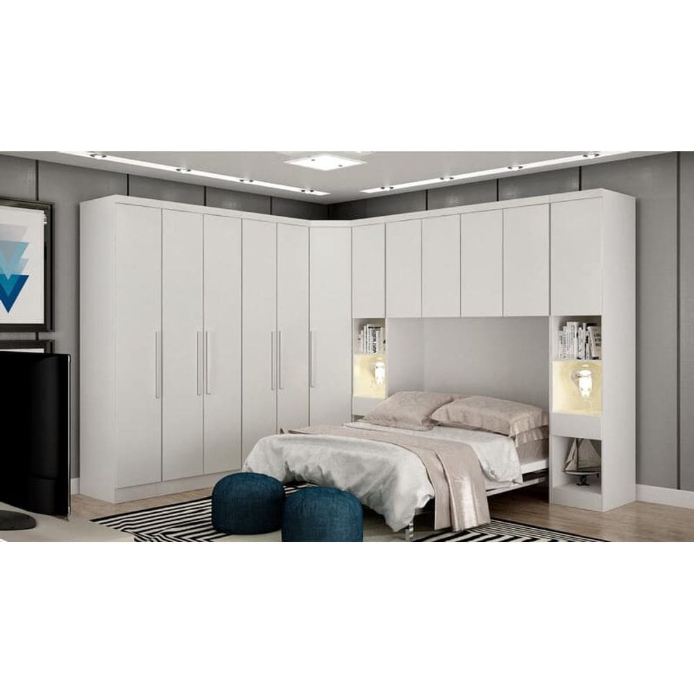 Modulado Casal Completo 6 Portas 8 Gavetas - Linea-Branco - Móveis Novo Horizonte