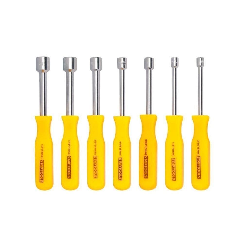 Kit Jogo De Chave Canhão 7 Unidades Profissional Aço Cromo 5 A 12 Cabo Resistente