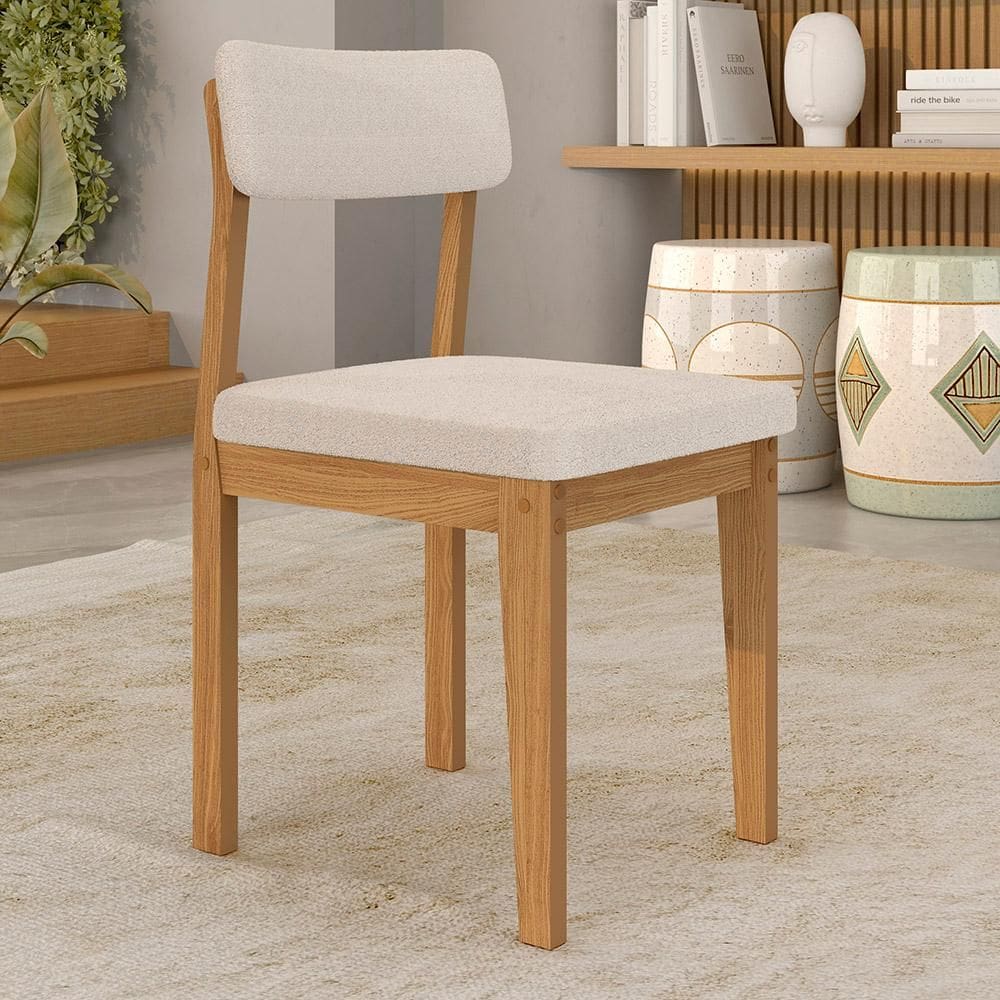 Kit 2 Cadeiras Em Mdf Estofadas Utah Cinamomo/bouclé Off - M.a