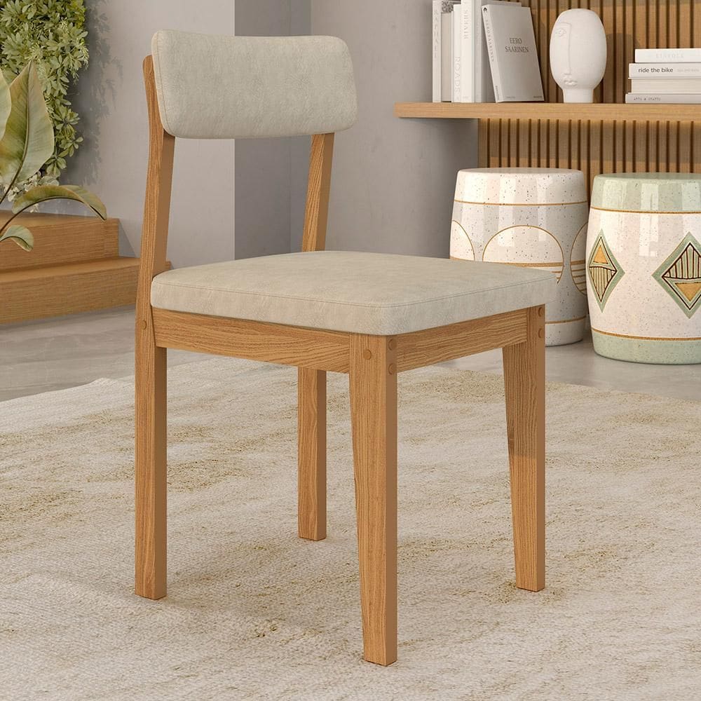 Kit 2 Cadeiras Em Mdf Estofadas Utah Cinamomo/s.bege - M.a