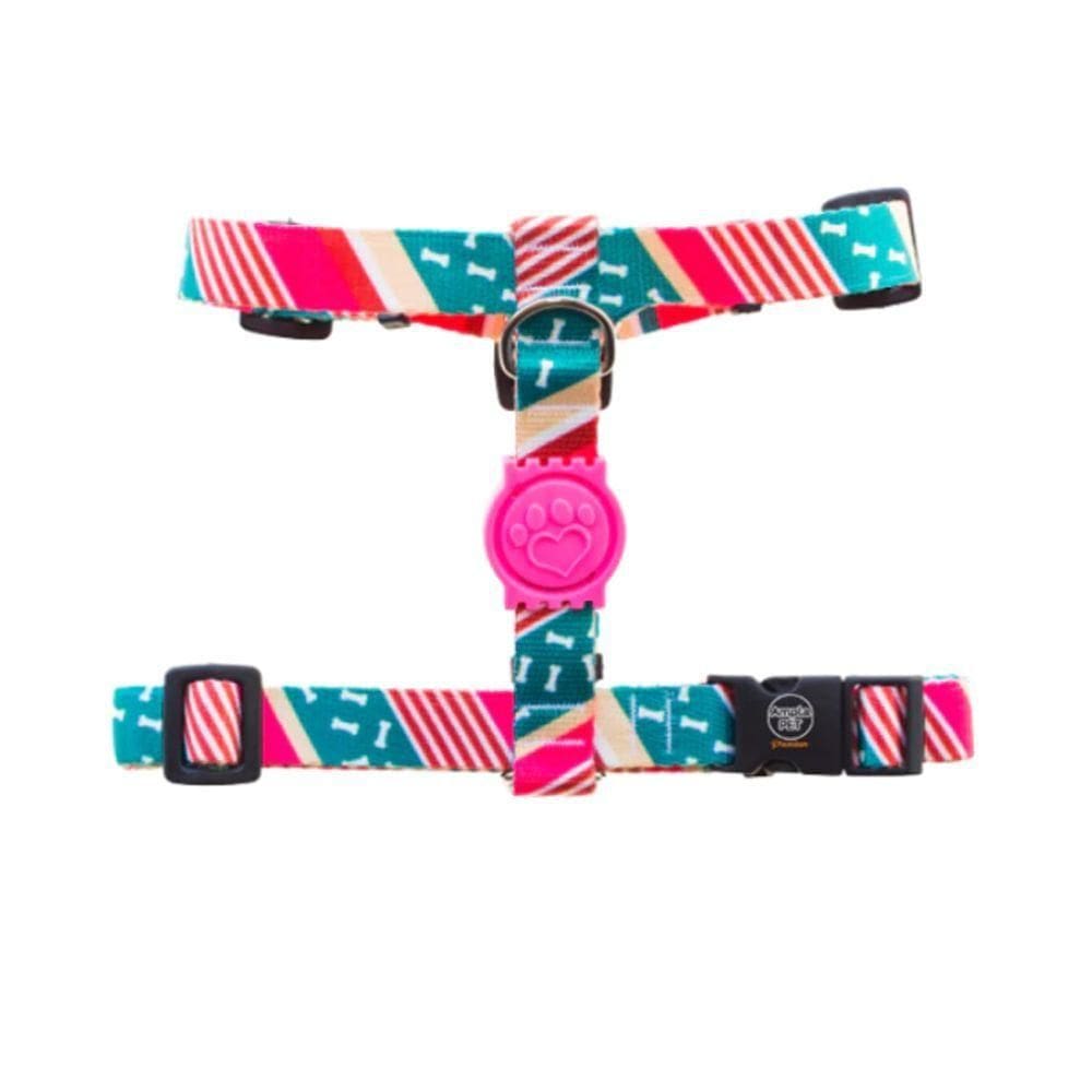 Peitoral Para Cães H Osso Rosa Ampla Pet Tamanho P