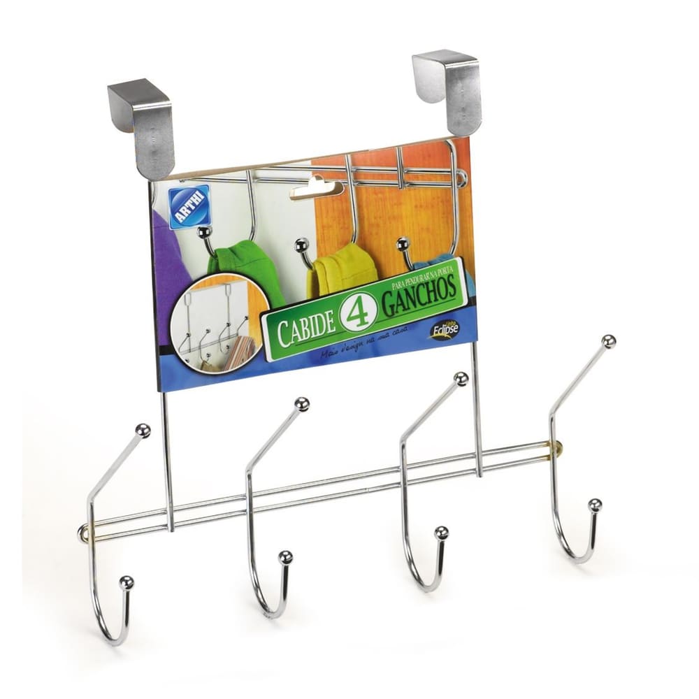 Suporte Para Porta Eclipse Cromado 4 Ganchos 1020 Arthi