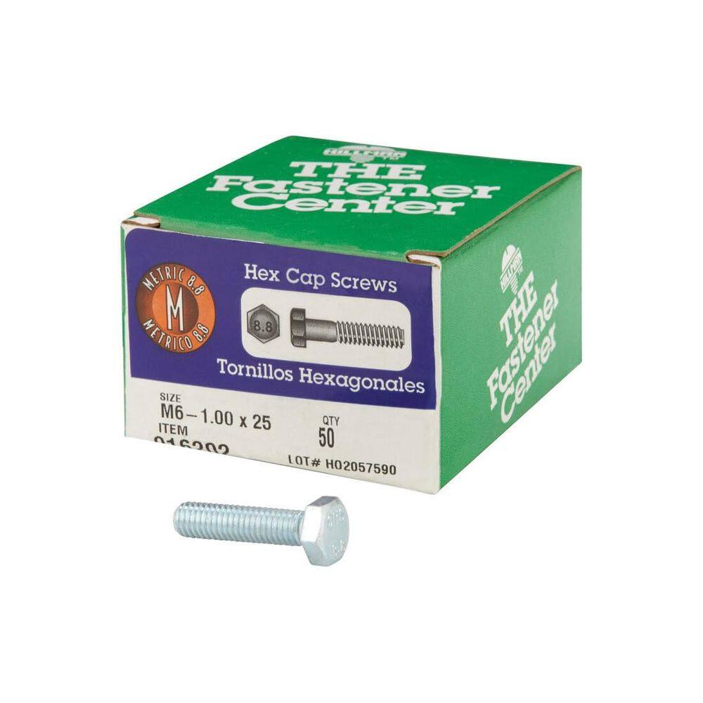 Parafuso Hillman M6 x 25 mm, tampa hexagonal de aço tratada termicamente, 50 unidades