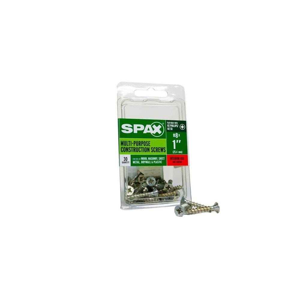 Parafusos SPAX No. 8 x 2,5 cm de cabeça plana de zinco, pacote com 30