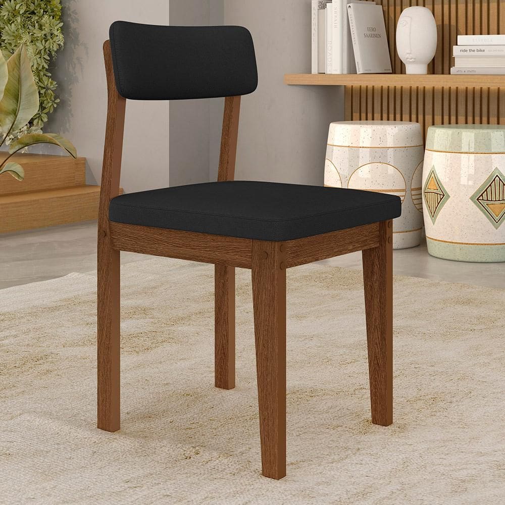 Kit 2 Cadeiras Em Mdf Estofadas Utah Freijó/s.preto - M.a