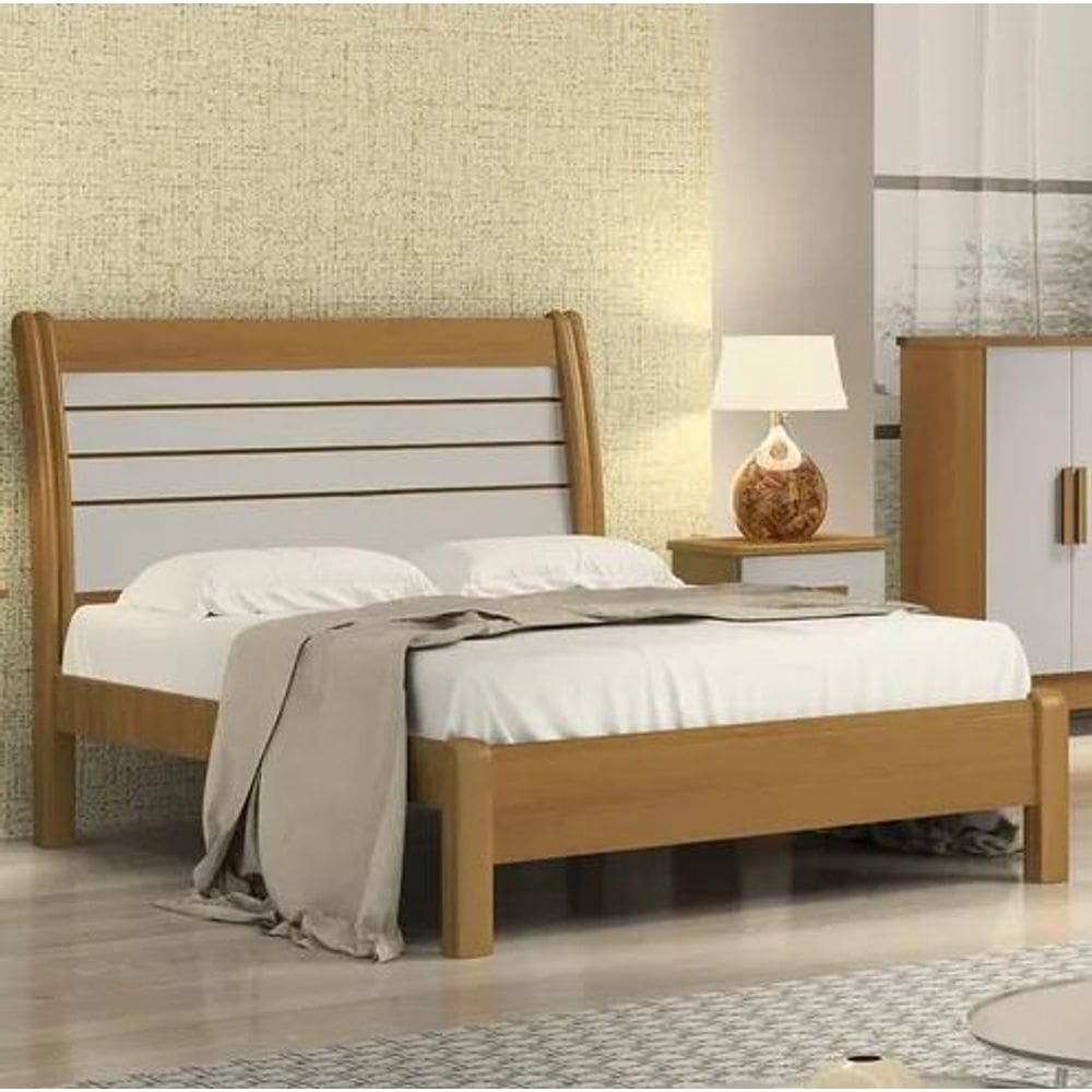 Cama Casal Esmeralda 100%MDF Queen Cinamomo/Off - D Doro