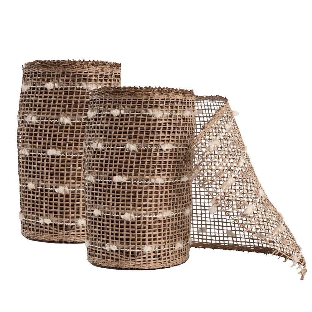 Kit 2 Telas Decorativa Fita Natal Malha Tule Sisal Flocos de Algodão 15cm x 5 metros – Magizi