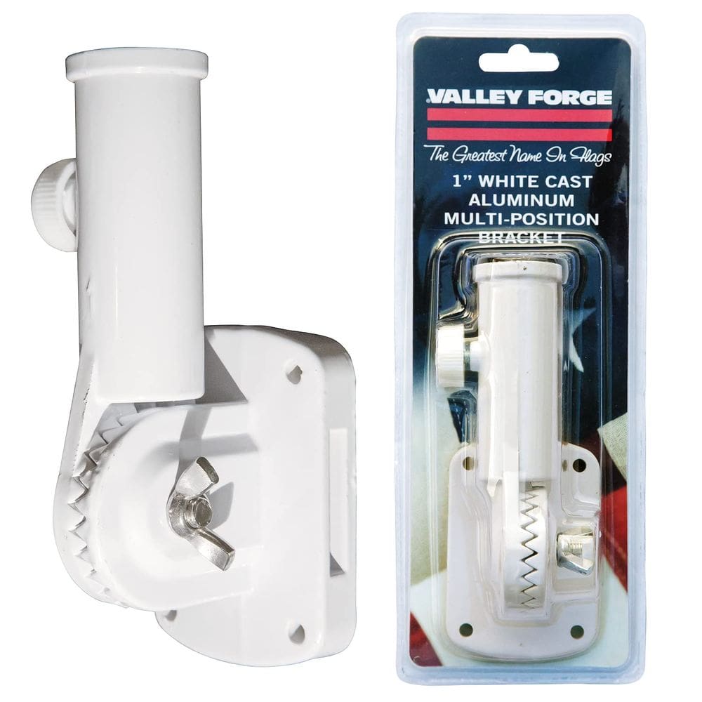 Suporte de mastro de bandeira Valley Forge 1” de alumínio multiposição branco
