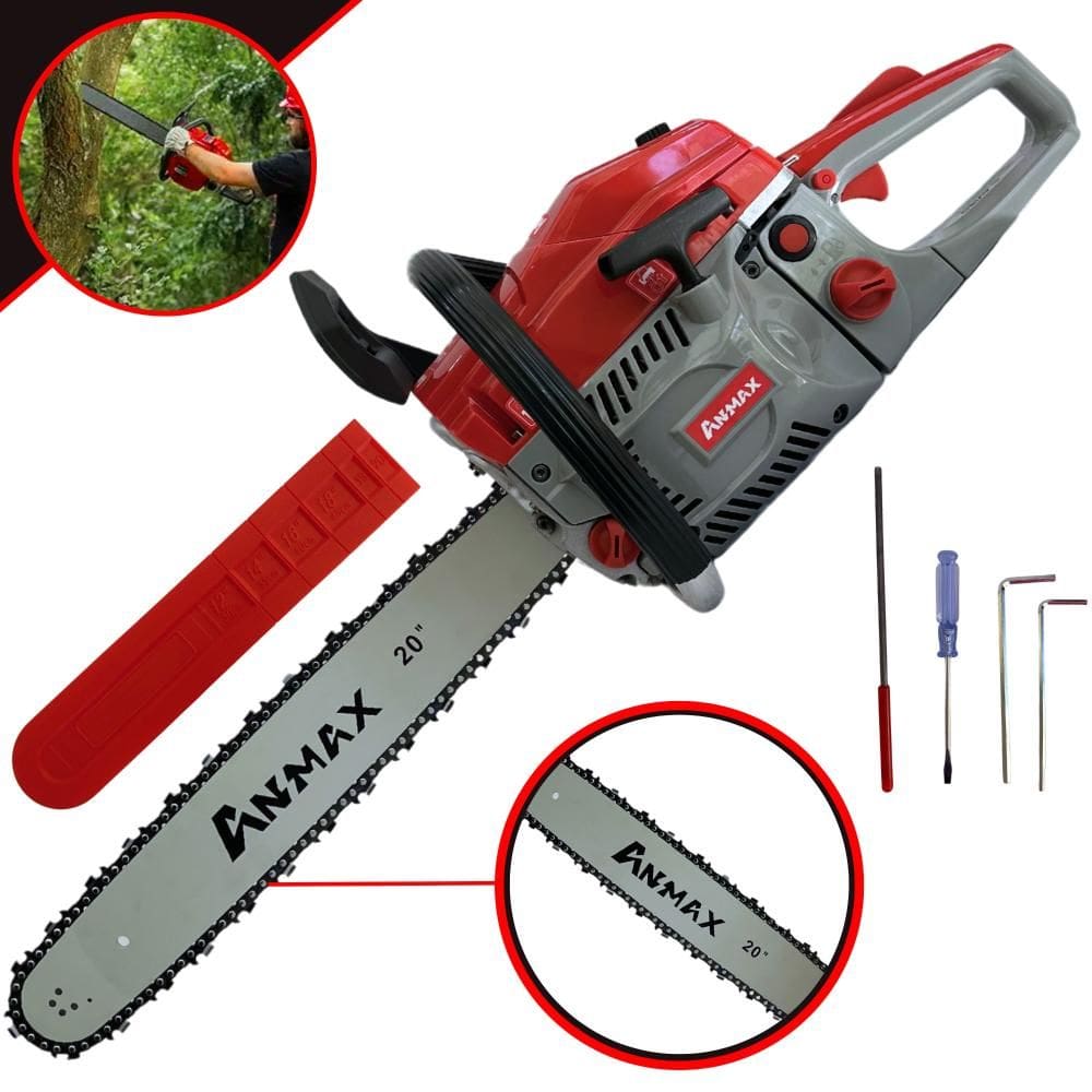 Motosserra À Gasolina Anmax CS5800-A 58cc 3HP 11.000rpm Robusta de Alta Performance Com Sabre 20 Polegadas Ponta Rolante