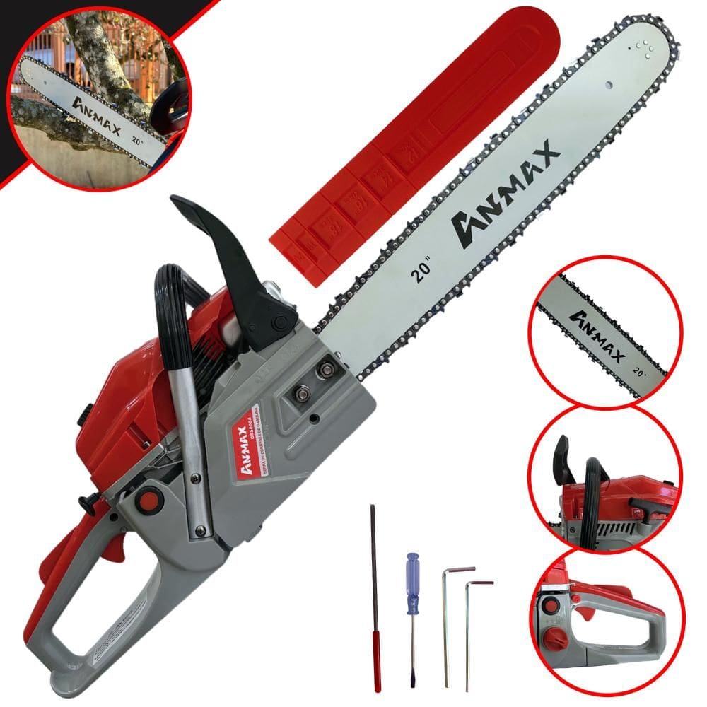 Motorsserra Motosserra CS5800A Anmax À Gasolina Motor 2T 58cc 3HP Alta Rotação Sabre 20 Polegadas Ponta Rolante Corrente 36 Dentes