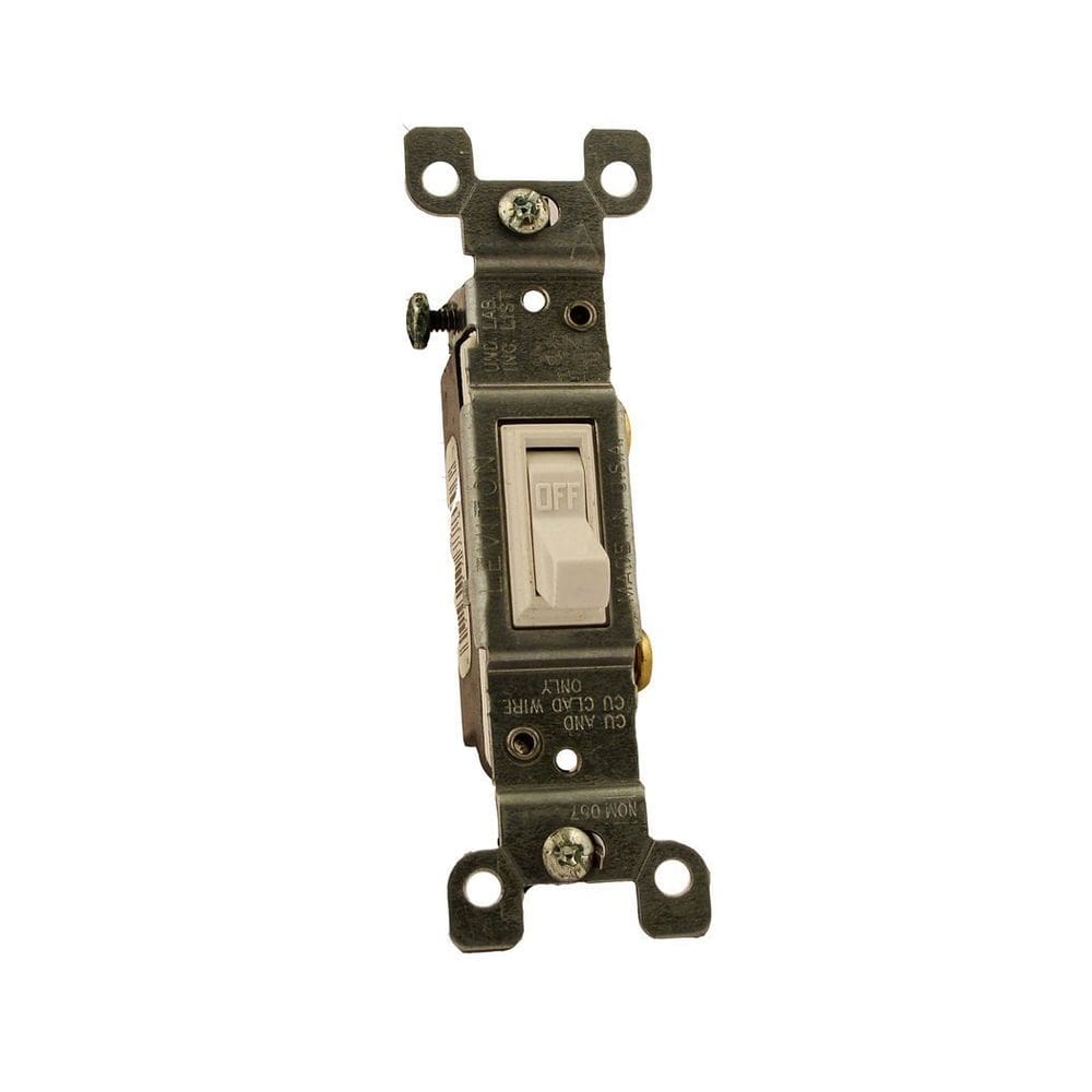 Interruptor silencioso unipolar Leviton 15 Amp 120V Toggle branco