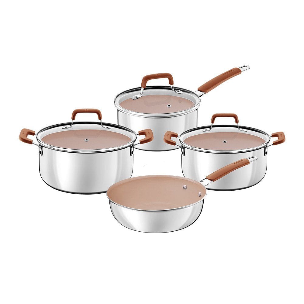 Jogo de Panelas Tramontina Romagna 28799330 Inox / Marfim