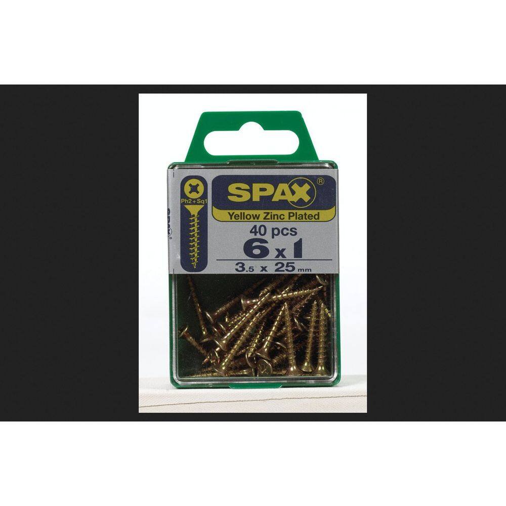 Parafuso SPAX 6 x 25 mm de zinco multimaterial Phillips 40 unidades