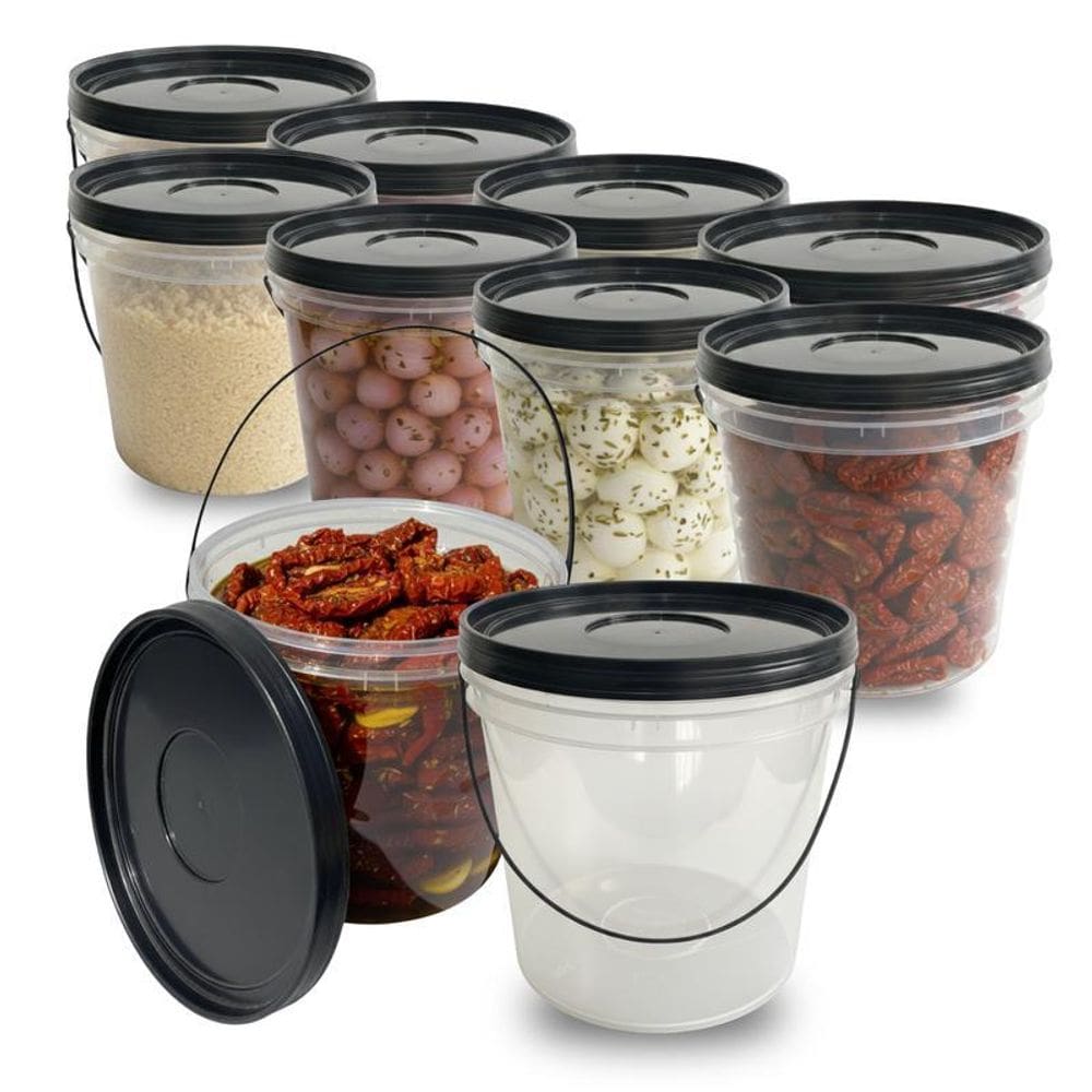 Balde Para Pintar 3.2L Transparente Com Tampa - 8 Pçs