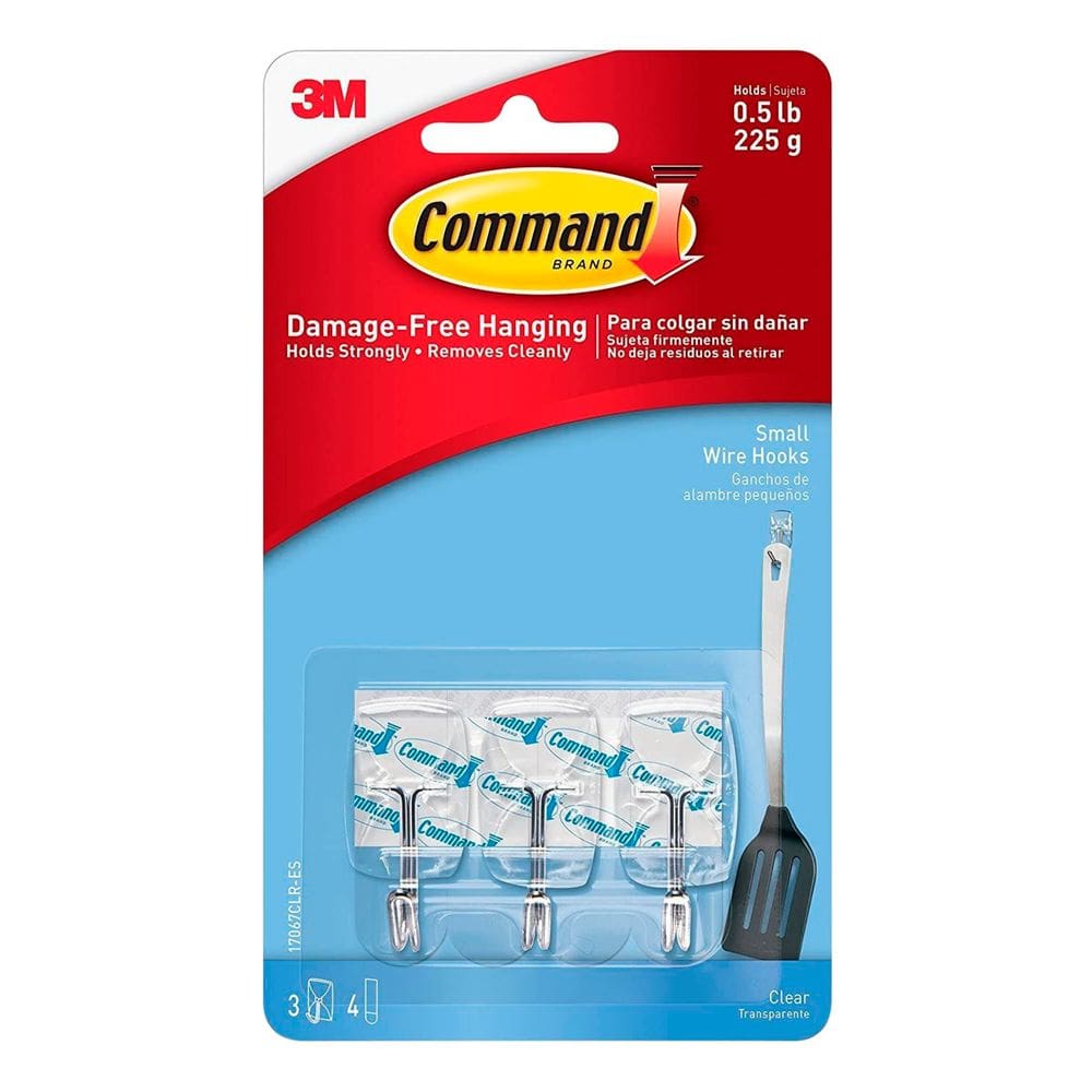 Ganchos Command Wire Small Clear, pacote com 3