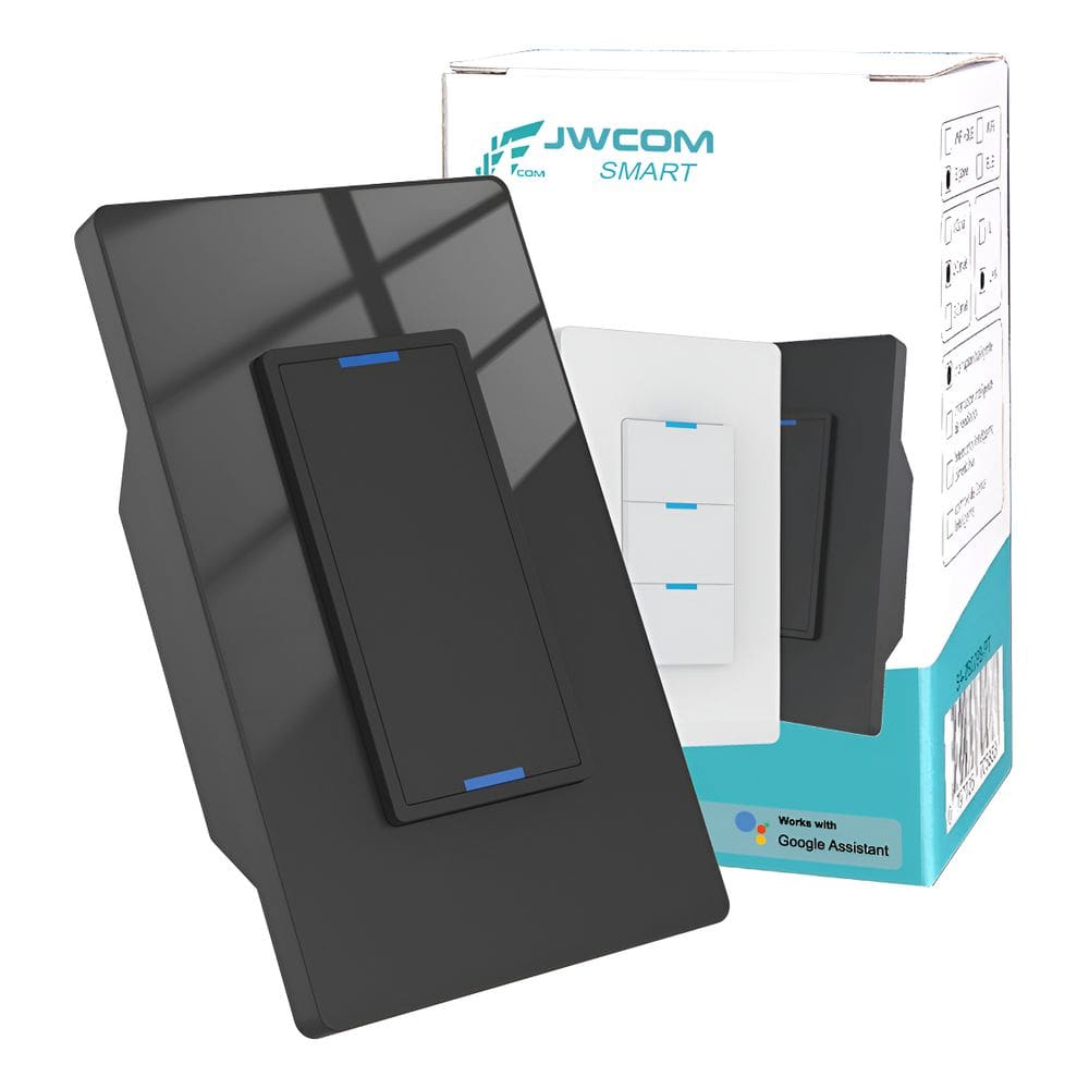 Interruptor Inteligente Tecla Física vidro 2 Botões Zigbee PRETO JWCOM SA-ZB279B-PT