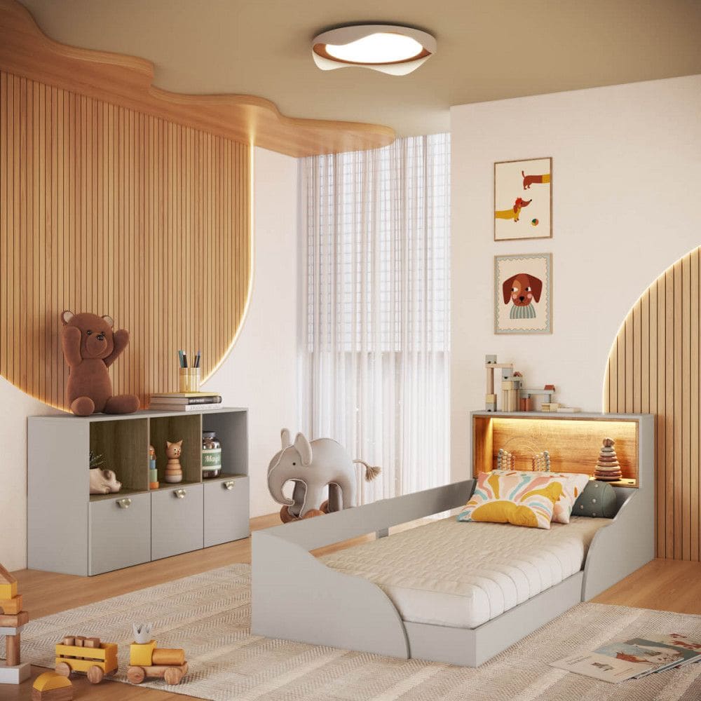 Quarto Infantil Cama Solteiro Montessoriana Led e C?moda CJ082 Lille