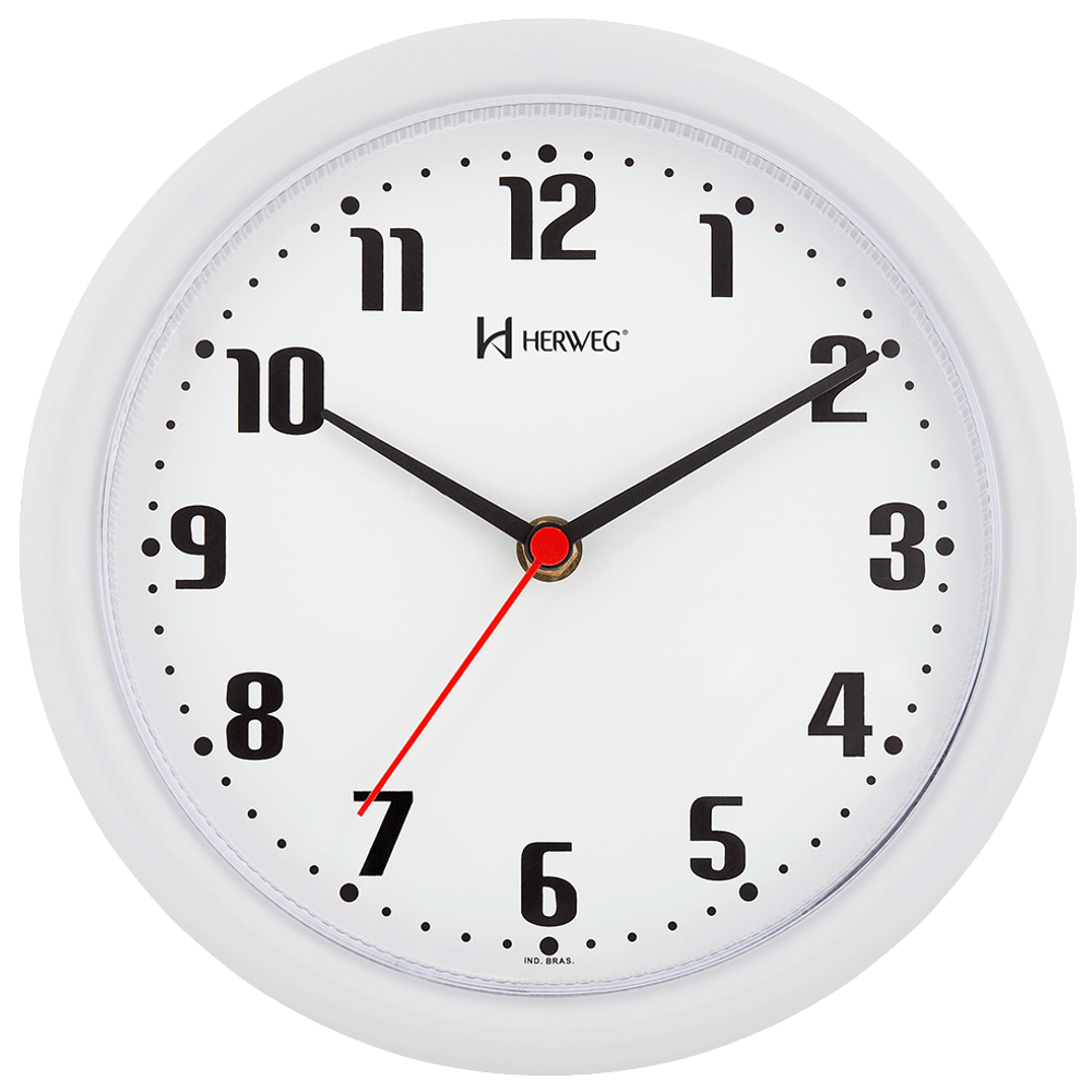 Relógio de Parede 22 cm Branco Herweg