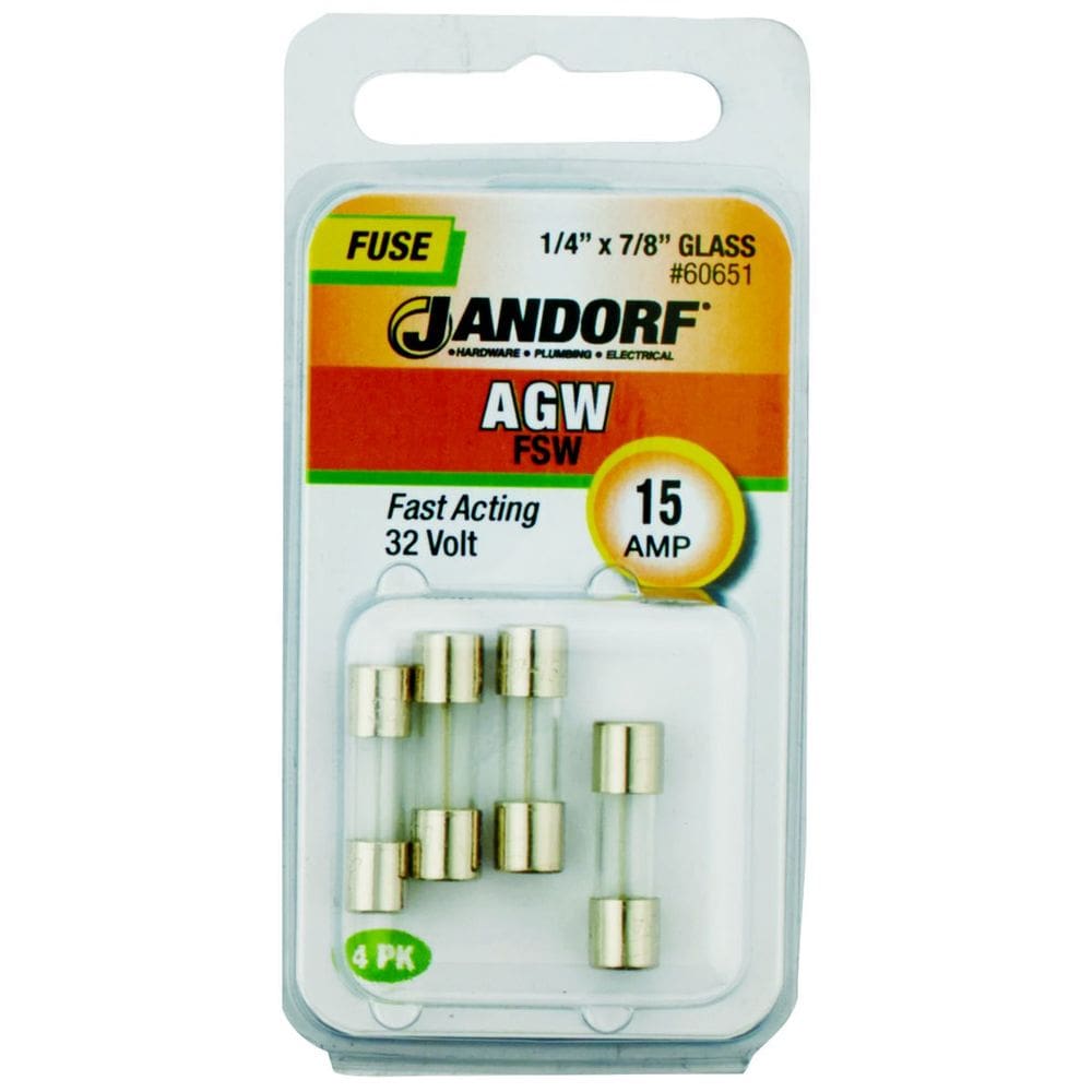 Pacote com 4 vidros de ação rápida Fuse Jandorf AGW 15A 32V
