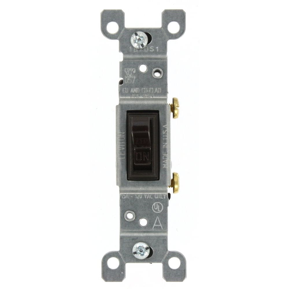 Interruptor Leviton 15A 120V Toggle Emoldurado de Pólo Único Marrom