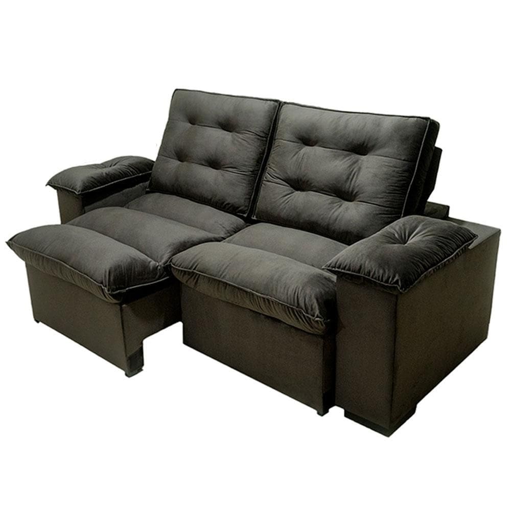 Sofá Retrátil e Reclinável 3 Lugares Magazin Marselha Suede Marrom, 200 cm