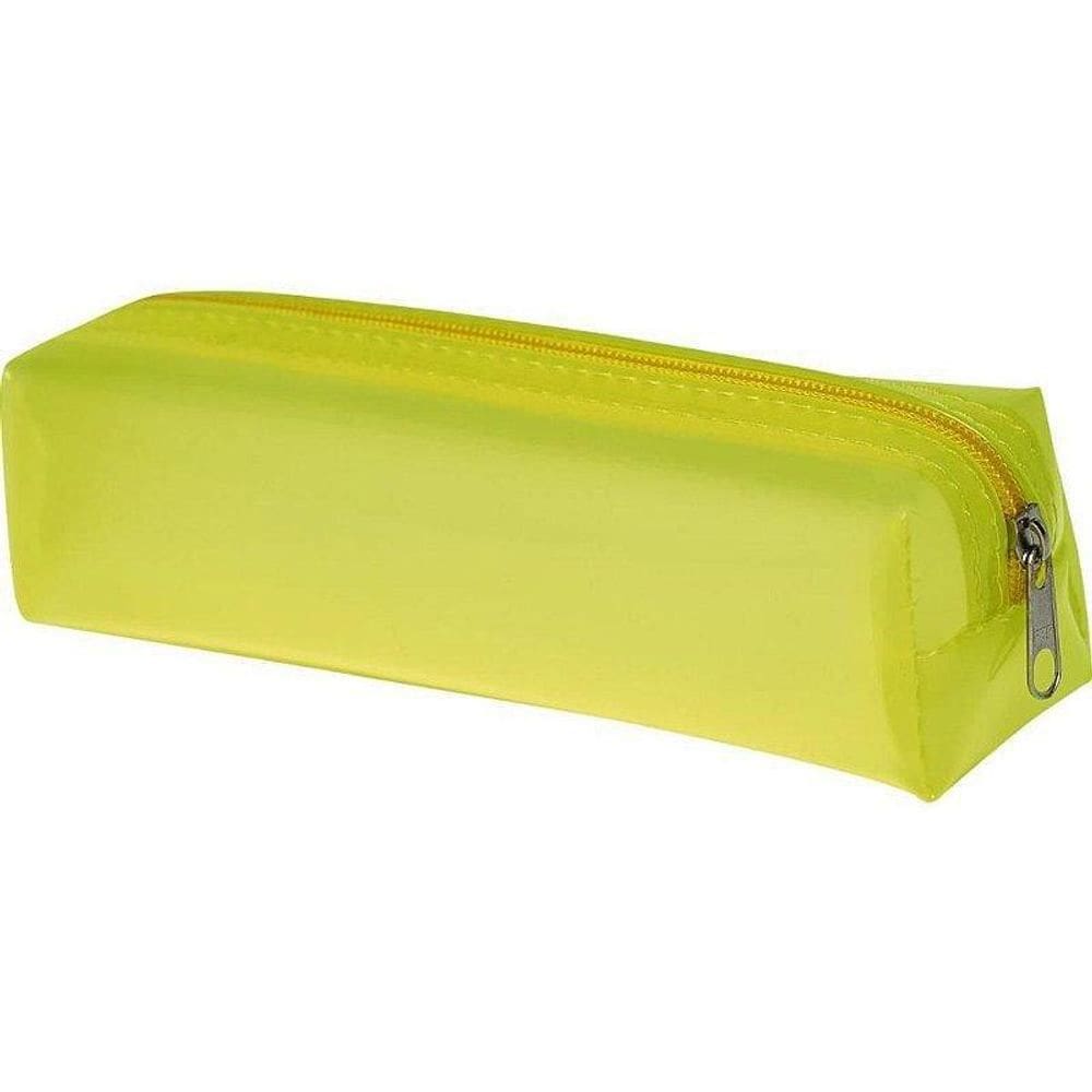 Estojo PVC Amarelo Neon c/ Zíper - Qualidade Excel.