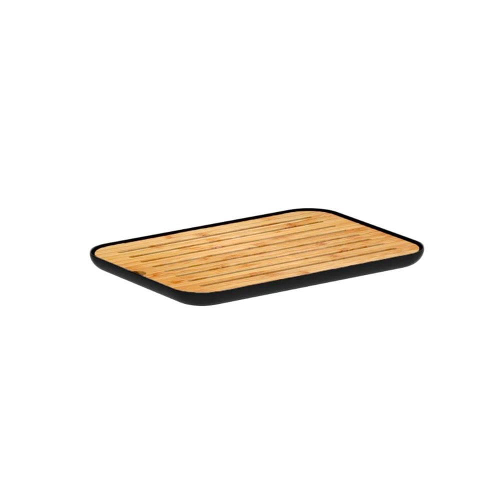 Tabua Migalheira Bambu Preto Bandeja Mesa Paes 33cm