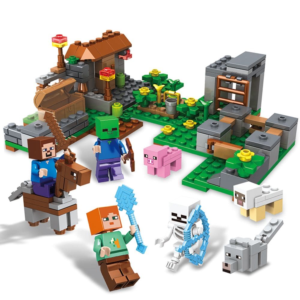 Bloco de Montar Aldeia Craft Brinquedo 170 pçs - 82004