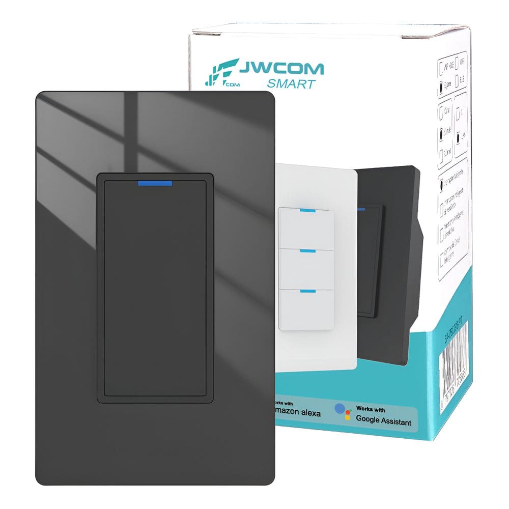 Interruptor Inteligente Tecla Física vidro 1 Botão Zigbee PRETO JWCOM SA-ZB279A-PT