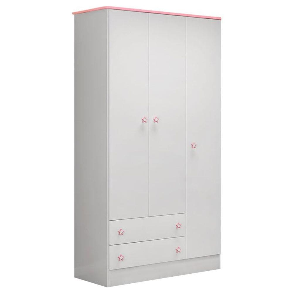 Guarda Roupa Infantil Doce Sonho 2617 Branco Rosa Brilho - Qmovi