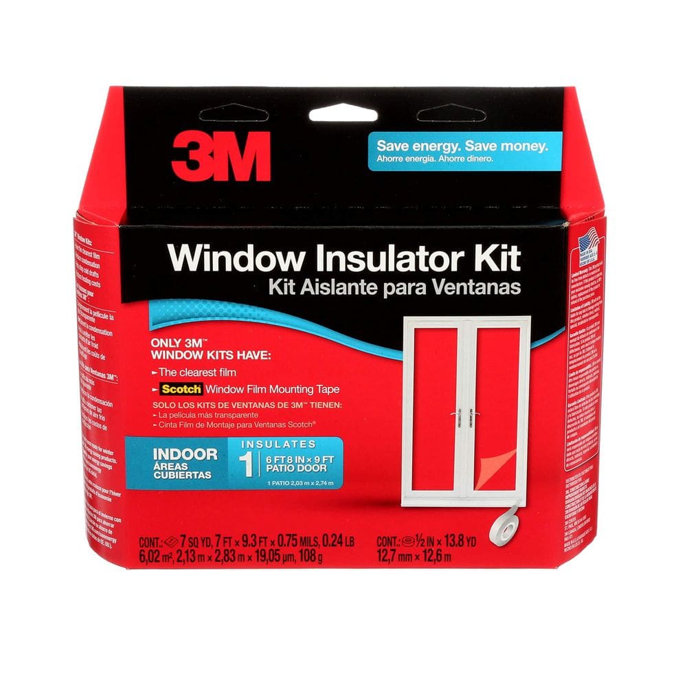 Kit isolador de porta de pátio interno 3M para 6,8 x 9 pés com fita de filme