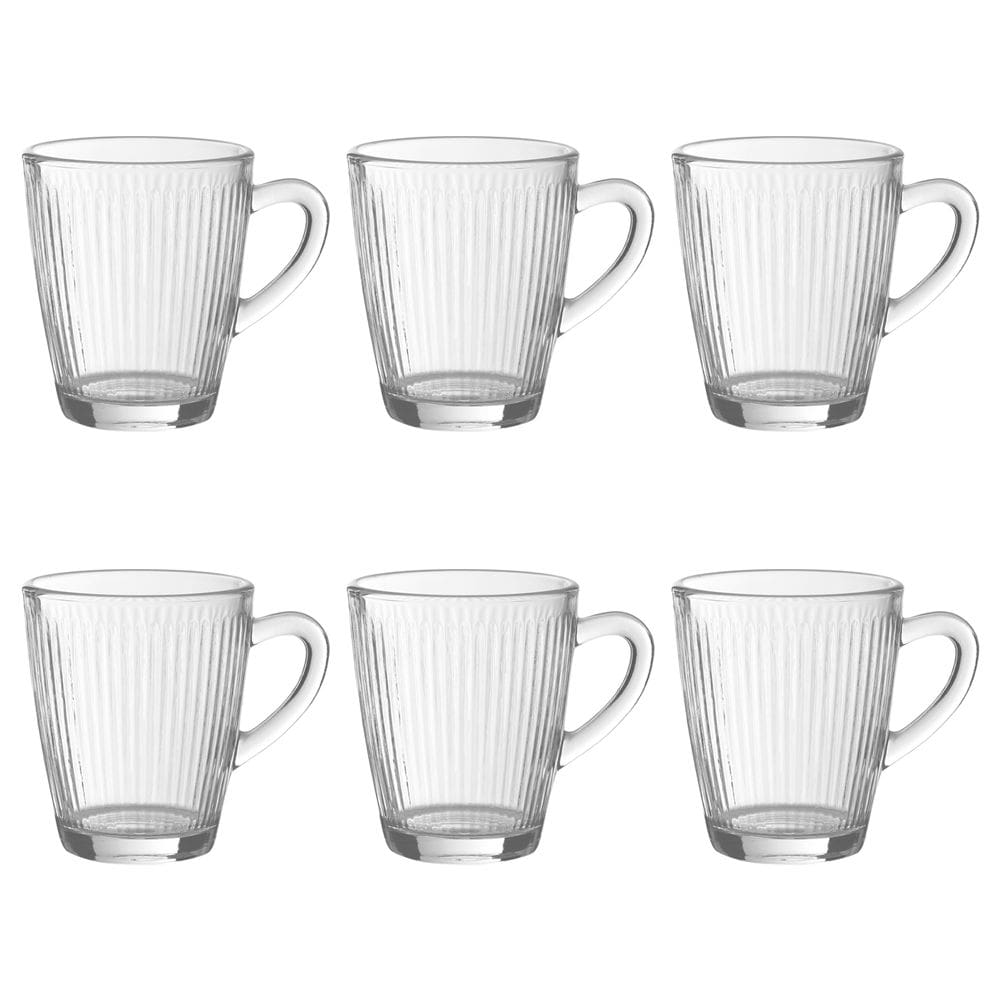 Jogo C/6 Canecas de Vidro Óptico Transparente 160ml P/ Chá Café Bebidas